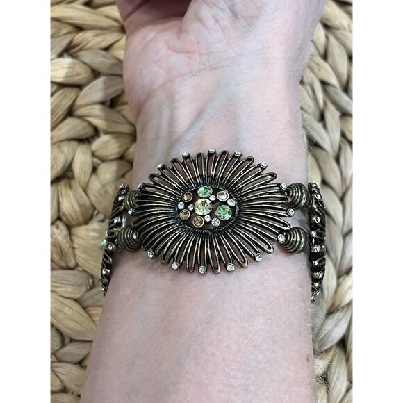 Victorian Art Deco Style Stretch Bracelet Rhinestone Filigree Fairy DEADSTOCK - Picture 2 of 6